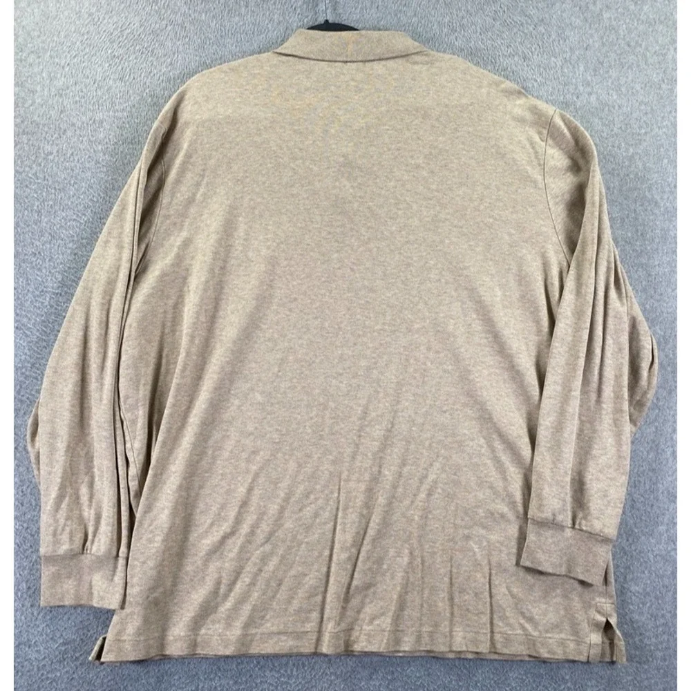 Polo Ralph Lauren Polo Shirt Mens 2XL XXL Beige Long Sleeve Cotton Flesh Pony